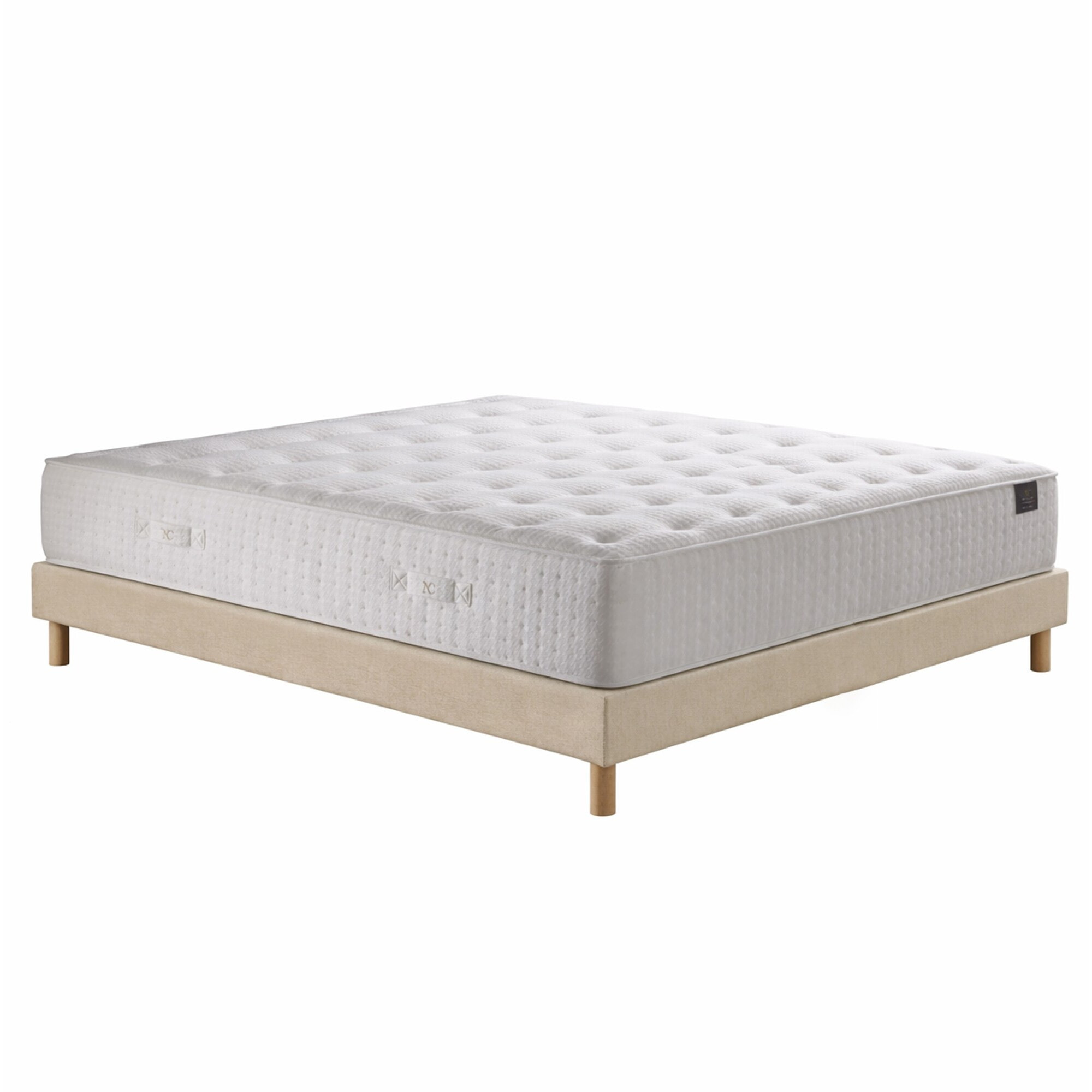Ensemble matelas ressorts HÉLIOS, mémoire de forme, H31 cm, sommier beige