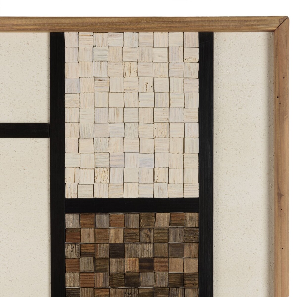 SANDY - Décoration murale 82x82cm mosaïque tricolore bois Pin recyclé