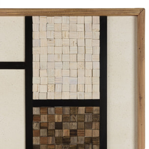 SANDY - Décoration murale 82x82cm mosaïque tricolore bois Pin recyclé