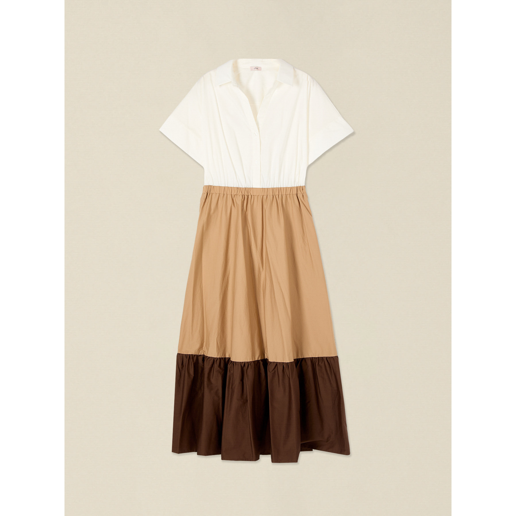 Oltre - Vestito lungo colour block - Marrone