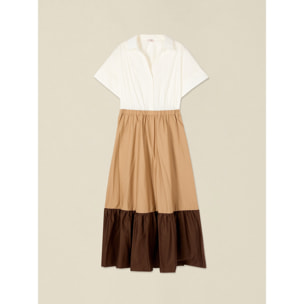 Oltre - Vestito lungo colour block - Marrone