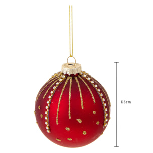 Sfera con Strass - Pezzi 4 - Colore Rosso - 8x8Hx8cm - Bianchi Dino