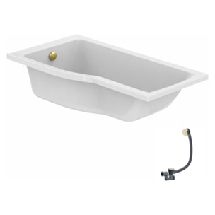 Baignoire bain douche 150 x 80 cm gauche Connect Air + vidage Doré