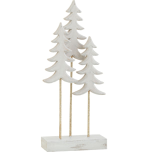 J-Line décoration Sapin de Noël sur Pied - bois - blanc/or - small
