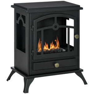 Chimenea de Bioetanol Estufa de Bioetanol de Pie con Tanque de 1,2 L Apagallamas de Acero Inoxidable Tiempo de Combustión 3H para Interiores 20-25 m² 45x28x54 cm Negro