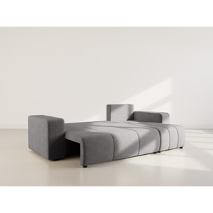 Nicole - canapé d'angle réversible 4 places convertible avec coffre en tissu - Gris