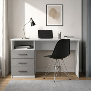 Scrivania Scrittoio Salvaspazio Con Cassetti Mobile Desk Postazione Pc Studio Ufficio Soggiorno Sala Pranzo 120 x 72 x 48 Cm Bianco Grigio Cemento