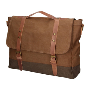 Borsa a mano unisex - Modello Minerva - Canvas e pelle - 30.0 x 40.0 x 12.0 cm