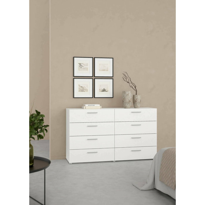 Credenza Phethai, Buffet da soggiorno, Madia da salotto, Dispensa da cucina, 140x40 h82 cm, Bianco