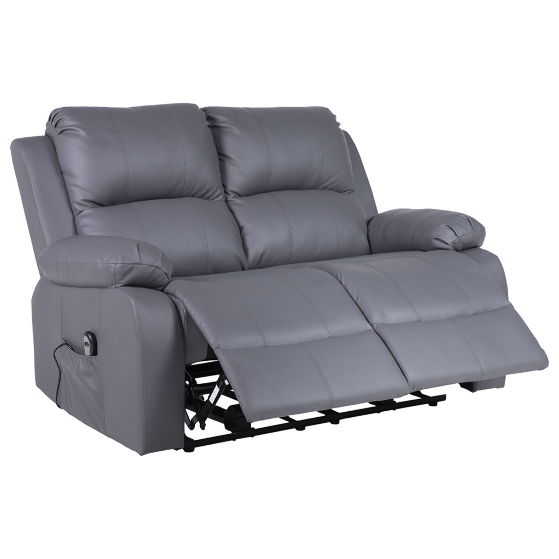 Armand - Canapé 2 places relax électrique en simili - Gris