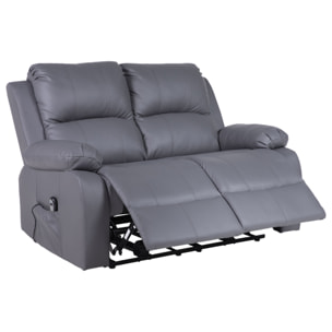 Armand - Canapé 2 places relax électrique en simili - Gris