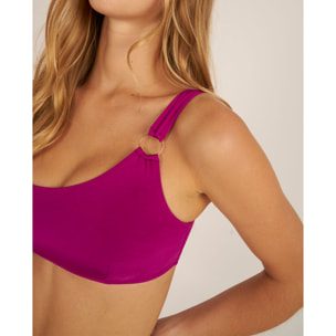 Top de bikini asimétrico en tejido satinado