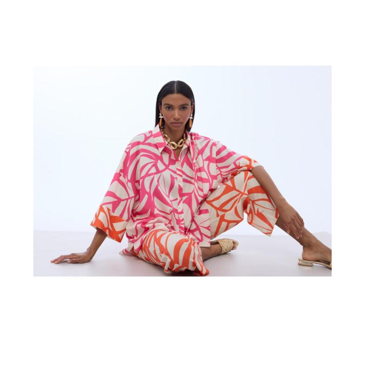 Culotte con stampa foglie