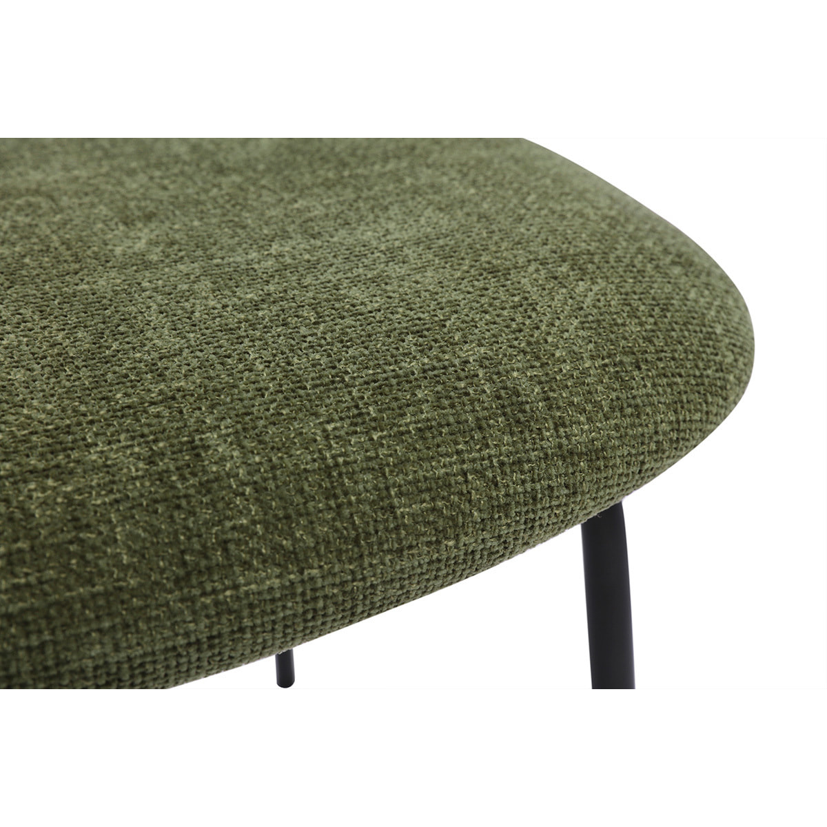 Chaises design en tissu effet velours texturé vert kaki, métal noir et cannage rotin (lot de 2) MIRANDA