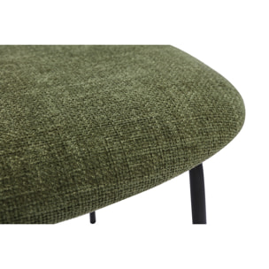 Chaises design en tissu effet velours texturé vert kaki, métal noir et cannage rotin (lot de 2) MIRANDA