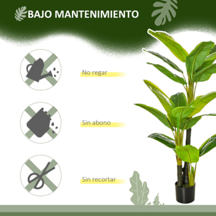 Bananera Artificial 150 cm Platanera Artificial con Maceta y 18 Hojas Planta Artificial para Decoración de Hogar Terraza Jardín Salón Oficina Verde