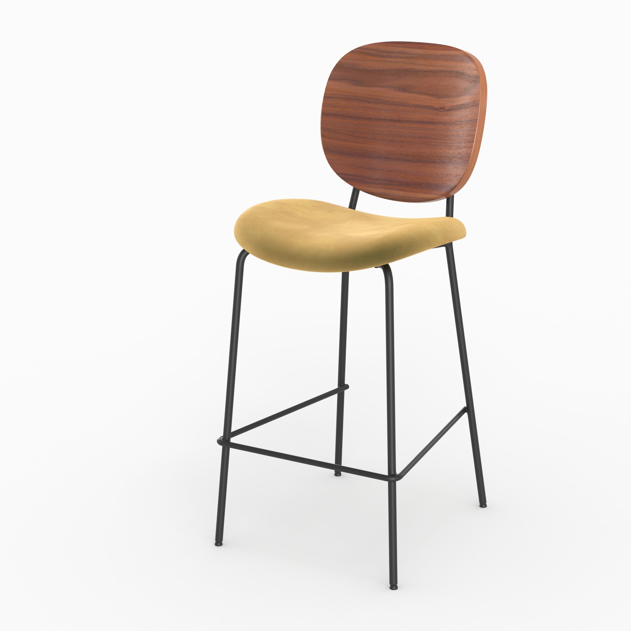 Lot de 2 chaises pour îlot central 65,5 cm en velours jaune - Simone