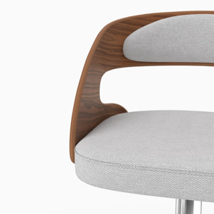 Chaise de bar réglable 62/84 cm en tissu gris clair - Louis