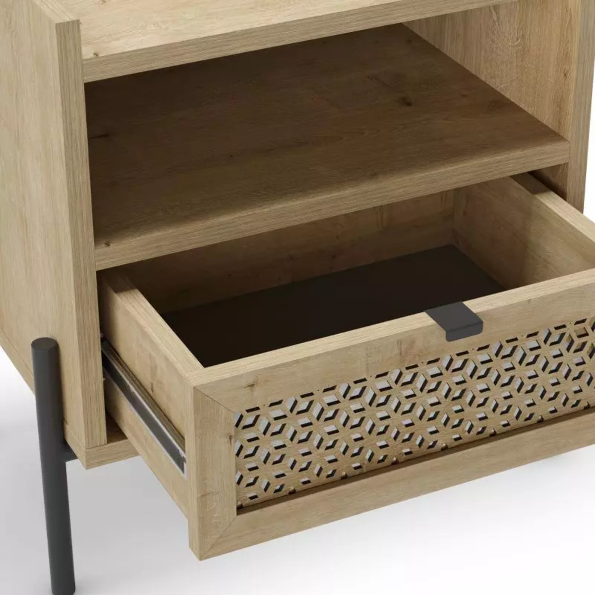 Mesita de noche Koivu Roble Negro