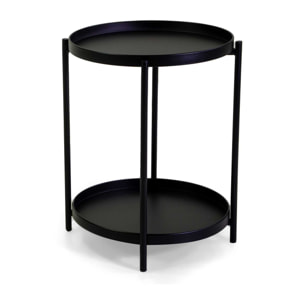 Tavolino Vacchetti in metallo nero tondo a 2 piani cm ø40h50