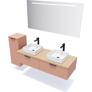 Meuble salle de bain 2 vasques posées 2 tiroirs - SOHO