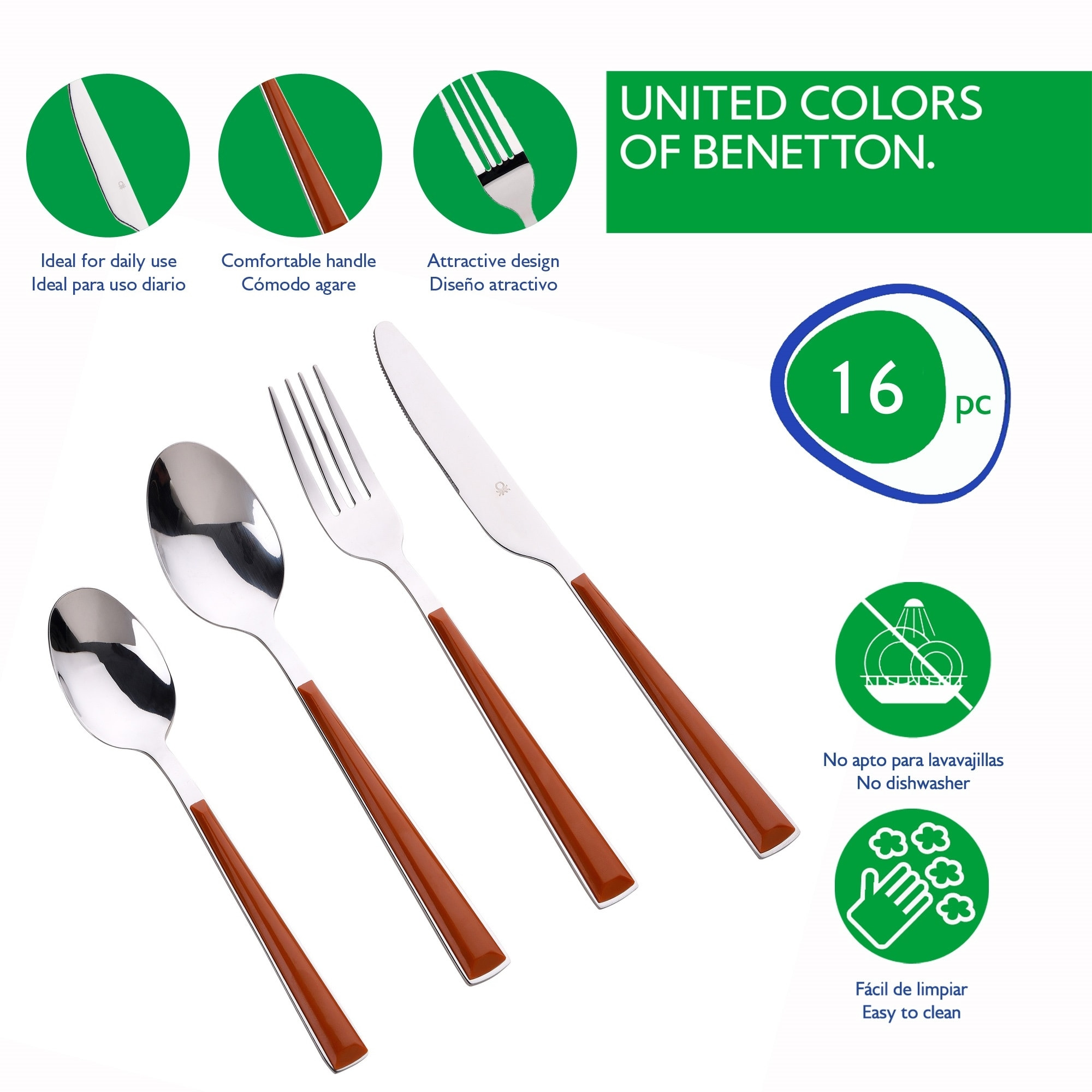 Set 16pc cubertería acero inoxidable Benetton