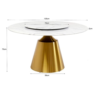Table Lucia 135cm blanche et dorée Kare Design