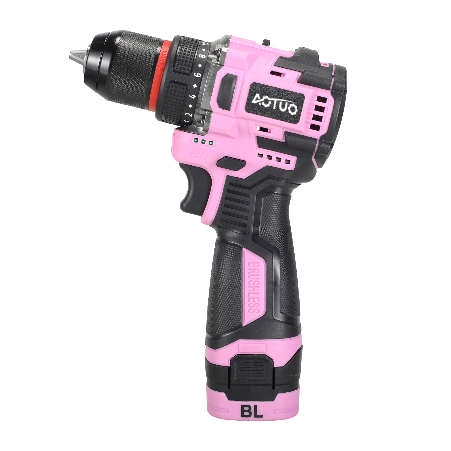 Taladro eléctrico inalámbrico de 21V con motor sin escobillas y doble velocidad, maletín de transporte con 65 accesorios y batería de 6000 mAh.