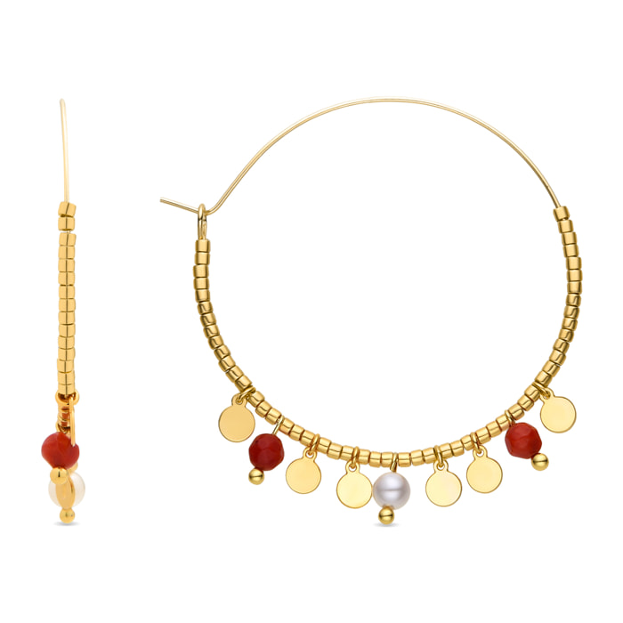 Pendientes de Coral acabados en oro amarillo de 18k