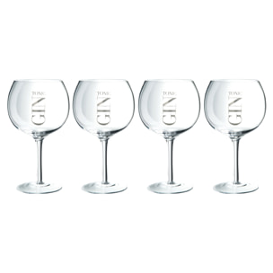 J-Line verre à Gin - argent/transparent - coffret cadeau - 4 pcs