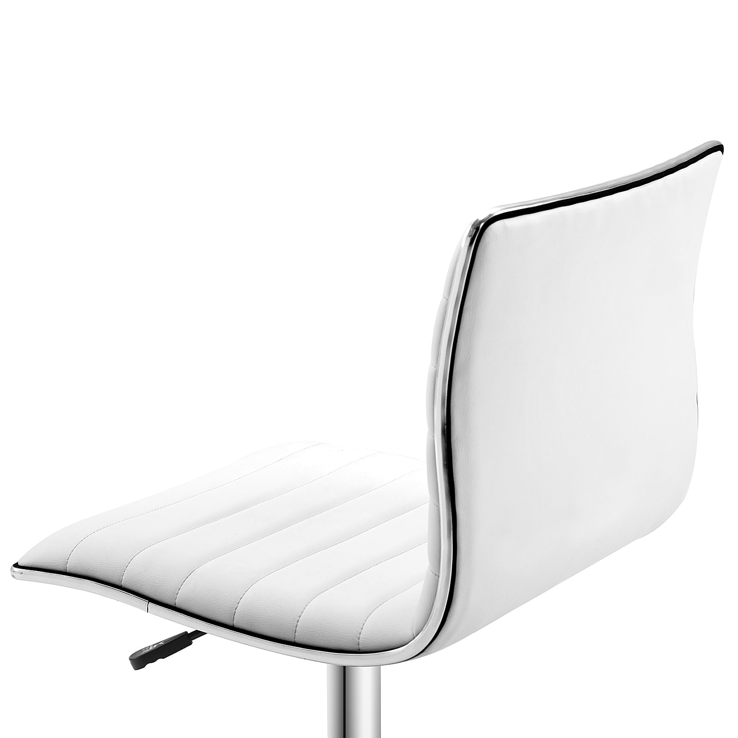 Chaise de bureau design style Chesterfield acier chromé revêtement synthétique blanc