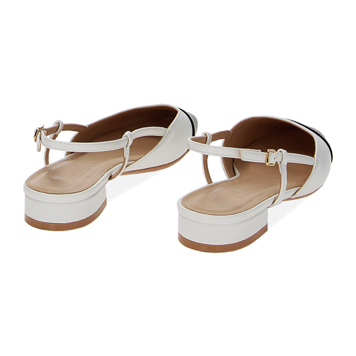 Bailarinas con el talón descubierto blanco-negro