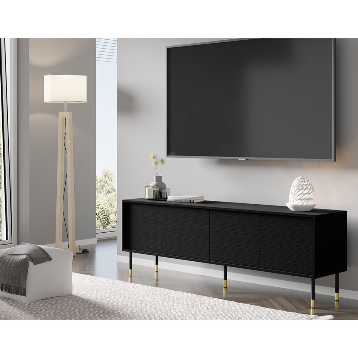 Novara - meuble tv - 180 cm - Noir