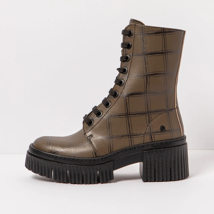 Botines con tacón 1375F FANTASY KAKI TARTAN/YORK color Kaki tartan