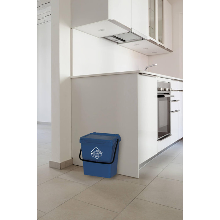 Cassonetto in polipropilene per raccolta differenziata, Contenitore per rifiuti da 30l, 100% Made in Italy, cm 40x31h39, colore Blu