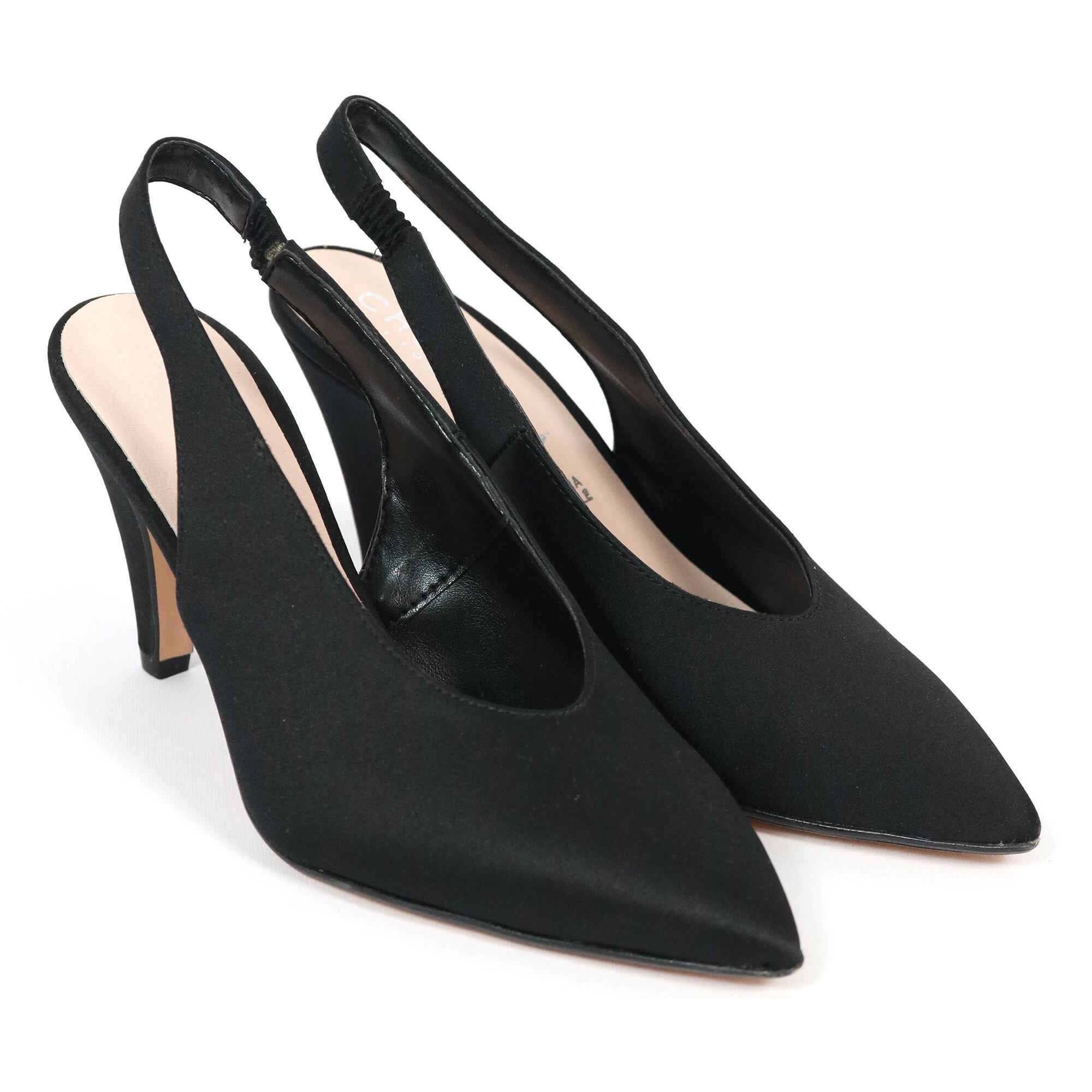 SLINGBACK CHOCOLA' RASO NERO