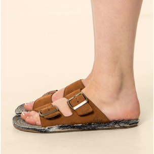 Sandalias N598 NOBUCK LAVADO CUERO/ RECYCLUS UNISEX color Cuero
