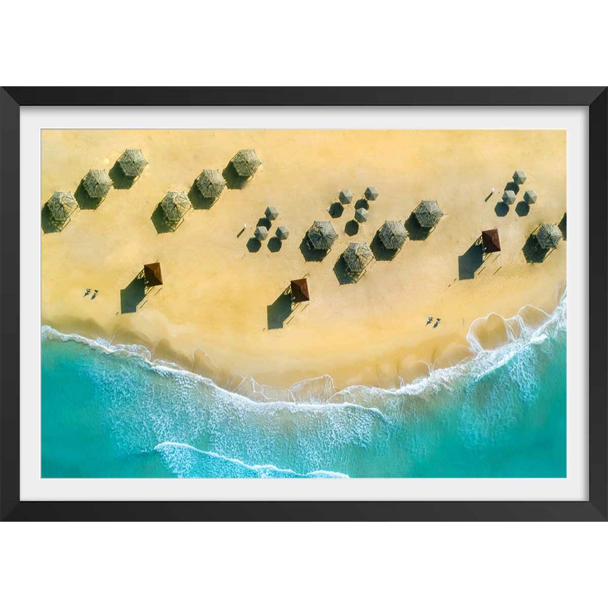 Poster paillote du pacifique Affiche + cadre en bois - Noir