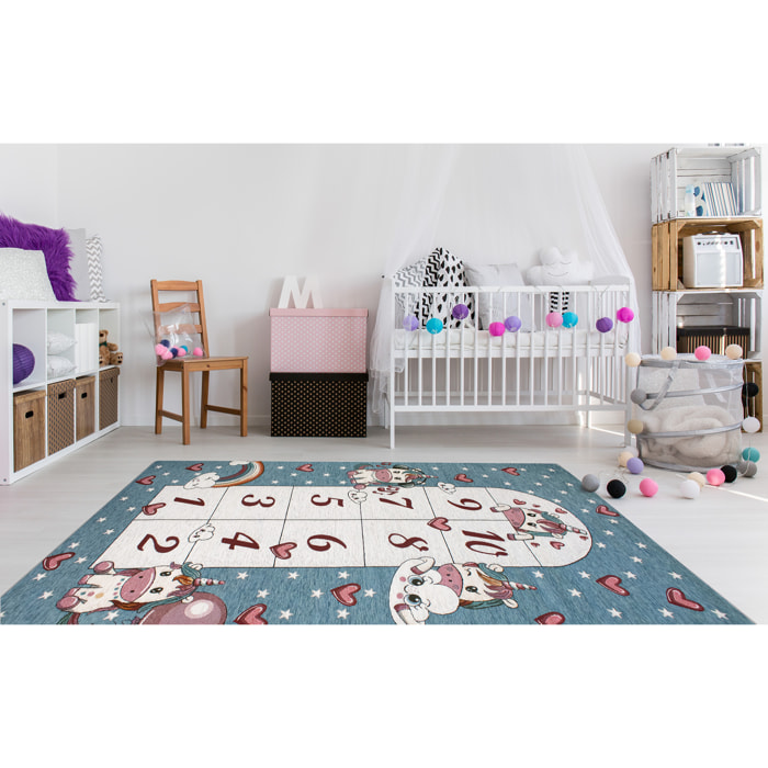 TAPPETO CAMERETTA UNICORNI ROSA 115X175 CM CON ANTISCIVOLO