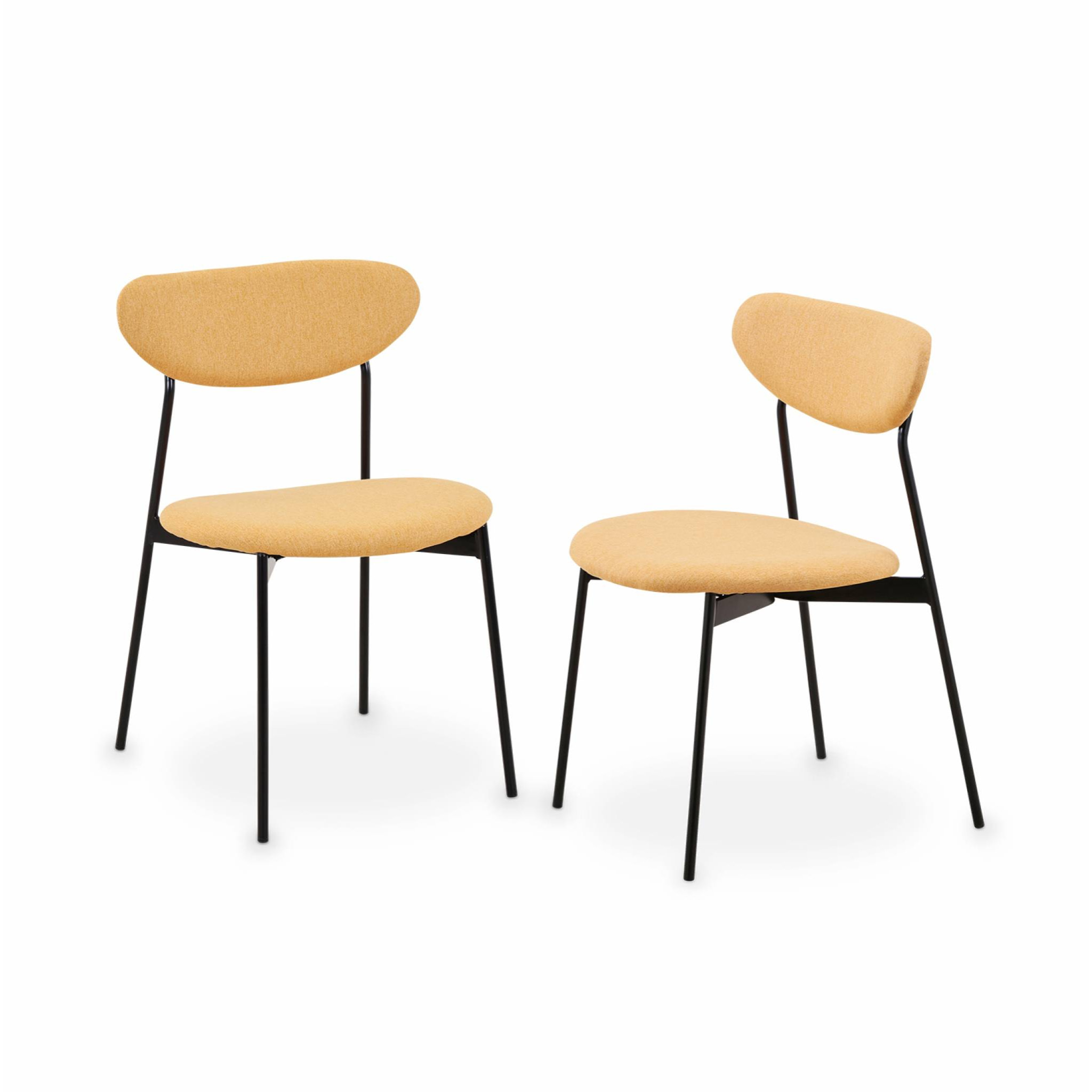 Lot de 2 chaises - Arty - scandinaves et vintage. assise et dossier moutarde. pieds en acier