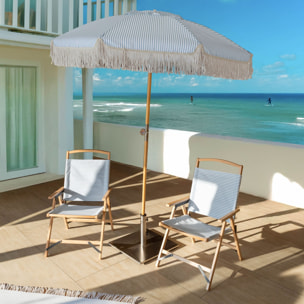 Chaise de plage en toile bleu à rayures PLAYA