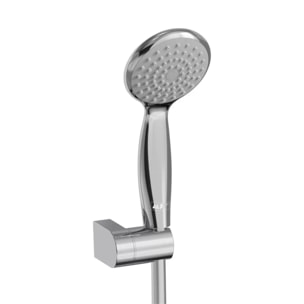 Pommeau de douche Vicente Chrome Ø 80 mm avec support mural et flexible 150 cm