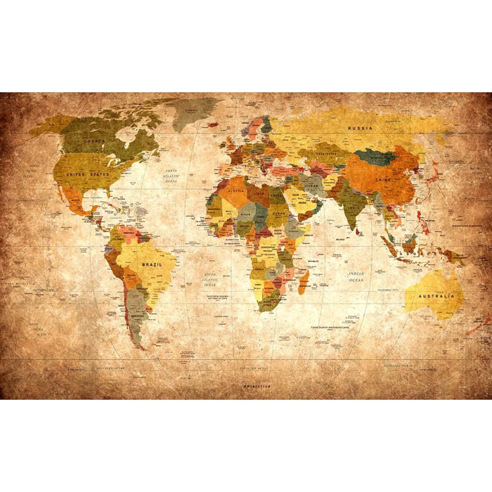 Tableau carte du monde ton orangé - 80x50 cm Toile imprimée