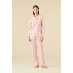 Pigiama donna in cotone top stile camicia e pantalone lungo articolo animalier Noidinotte