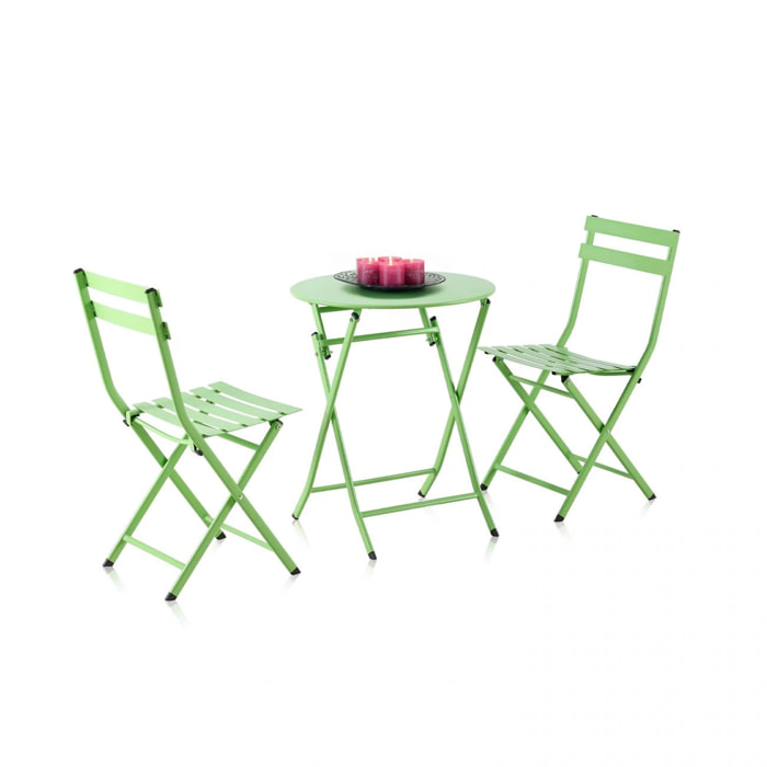 Set de exterior mesa y 2 sillas plegables Gio Pistacho