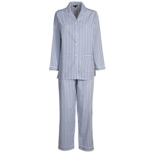 PIGIAMA DONNA in cotone righe bianche e blu