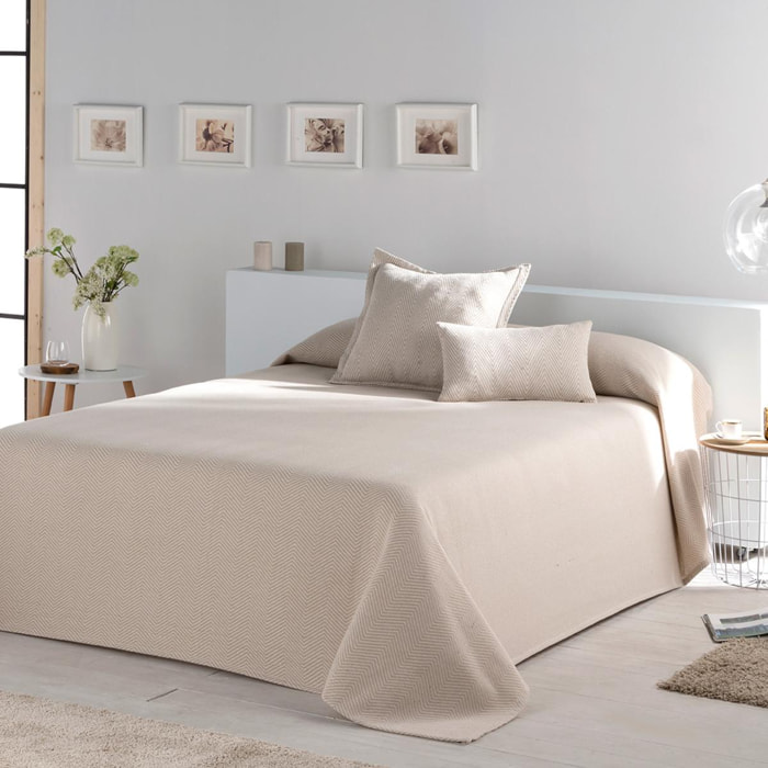 JetÃ© de lit PAINES - coton et polyester - beige