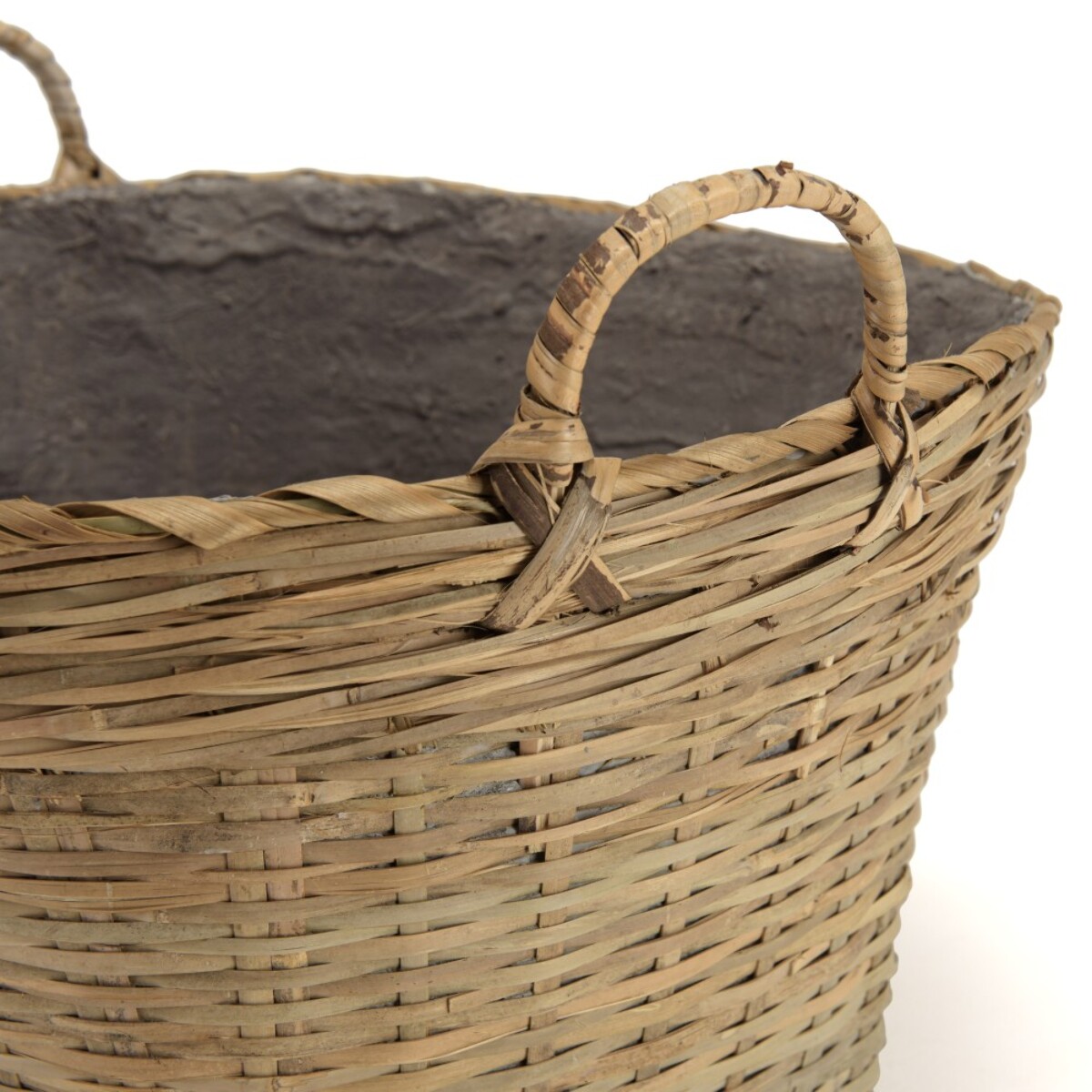 HECTOR - Pot de fleur ovale 60x53cm en bambou naturel avec anses
