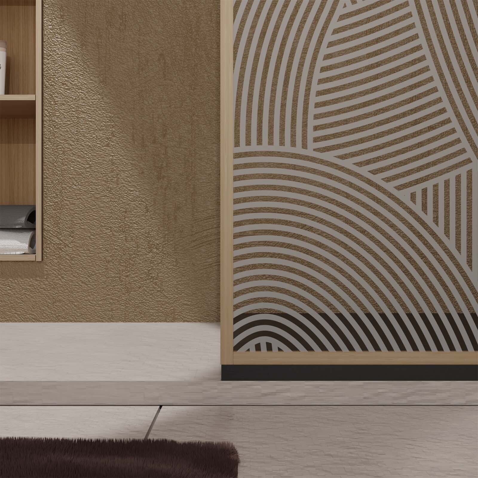 Paroi de douche 120 x 200 HINATA style Japandi courbes douces - Cadre effet Bois - Verre 6mm