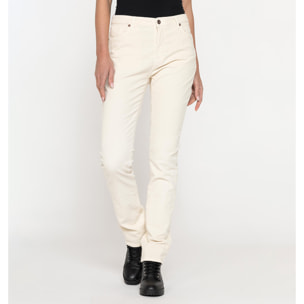 PANTALONE IN VELLUTO STRETCH MOD. 753. Vita alta gamba regolare.